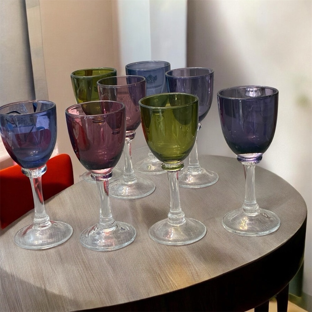 Crate and Barrel Colored Wine Goblets (Set of 8)